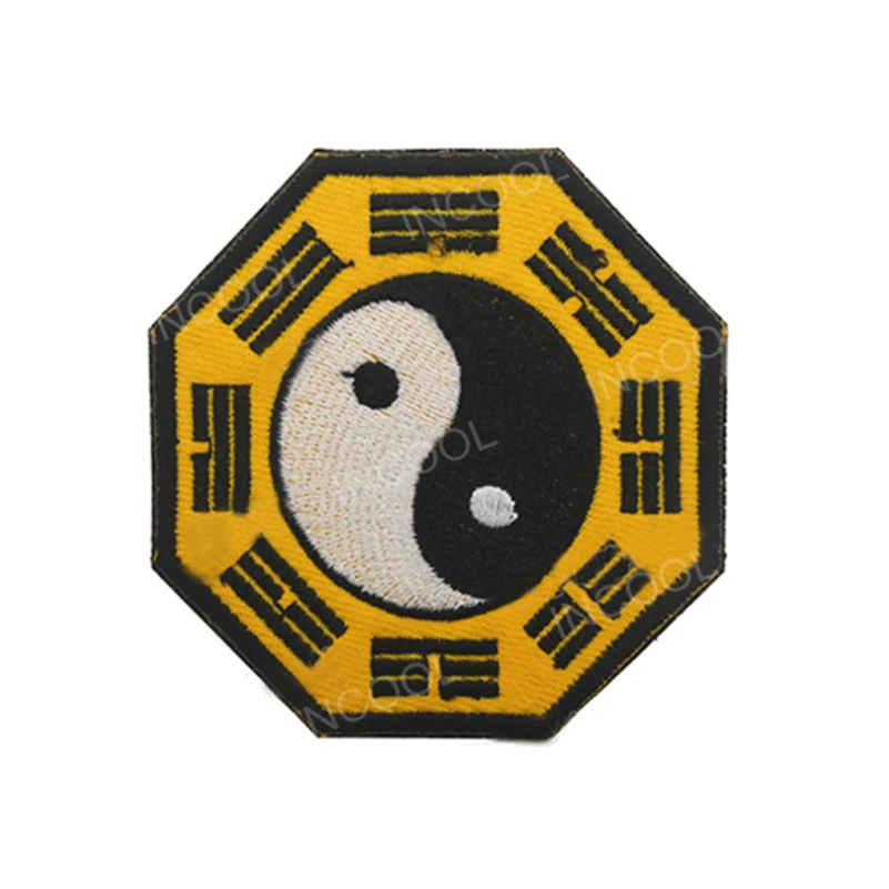 Parche bordado Yin Yang gato dragón pájaro negro blanco para mochila - imagen 3