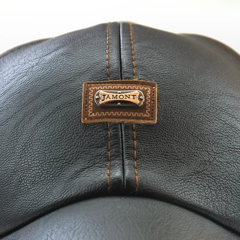 Gorra snapback de cuero PU negra ajustable otoño invierno - imagen 2
