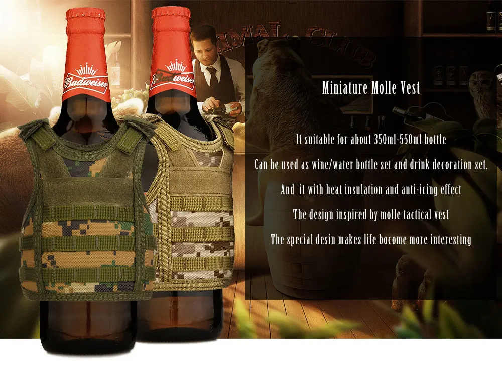 Vista del chaleco molle en miniatura con diseño táctico