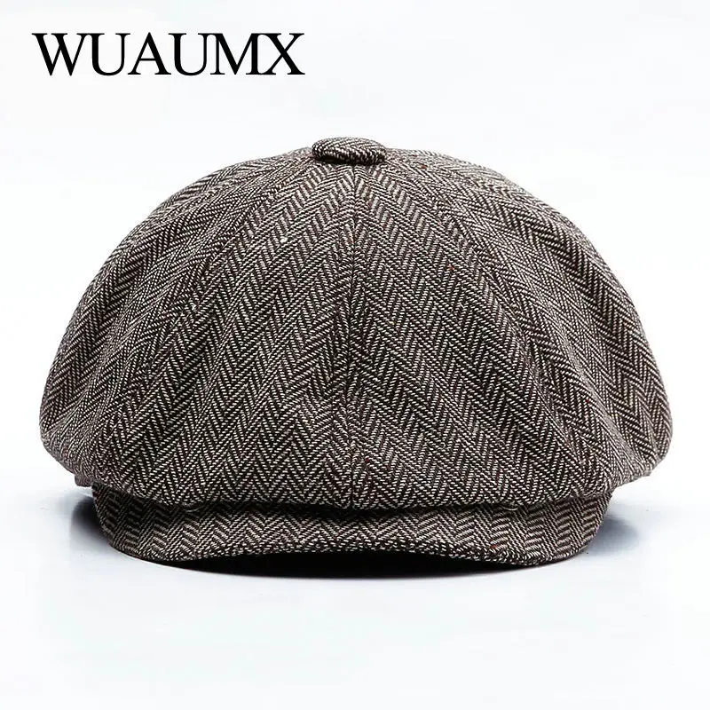 Wuaumx Gorra newsboy tweed octogonal estilo detective térmica