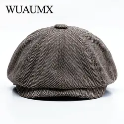 Wuaumx Gorra newsboy tweed octogonal estilo detective térmica