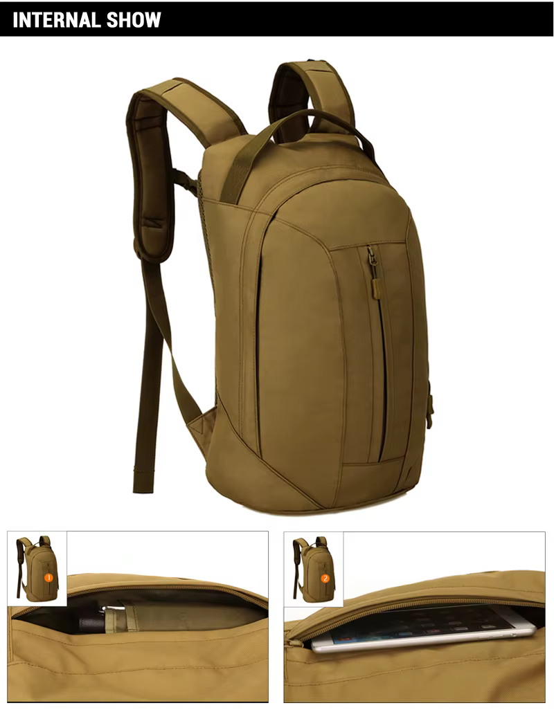 Vista frontal de la mochila completa