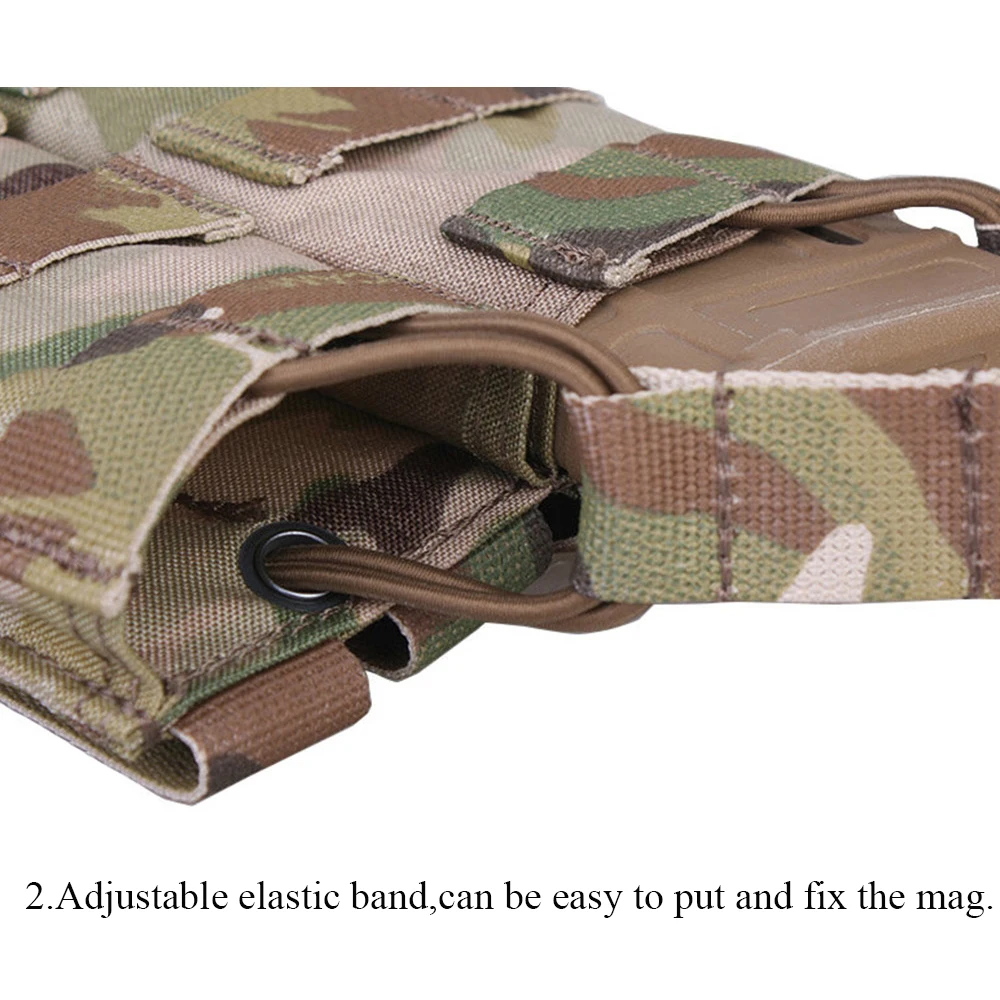 Detalle de correas Molle en la bolsa táctica