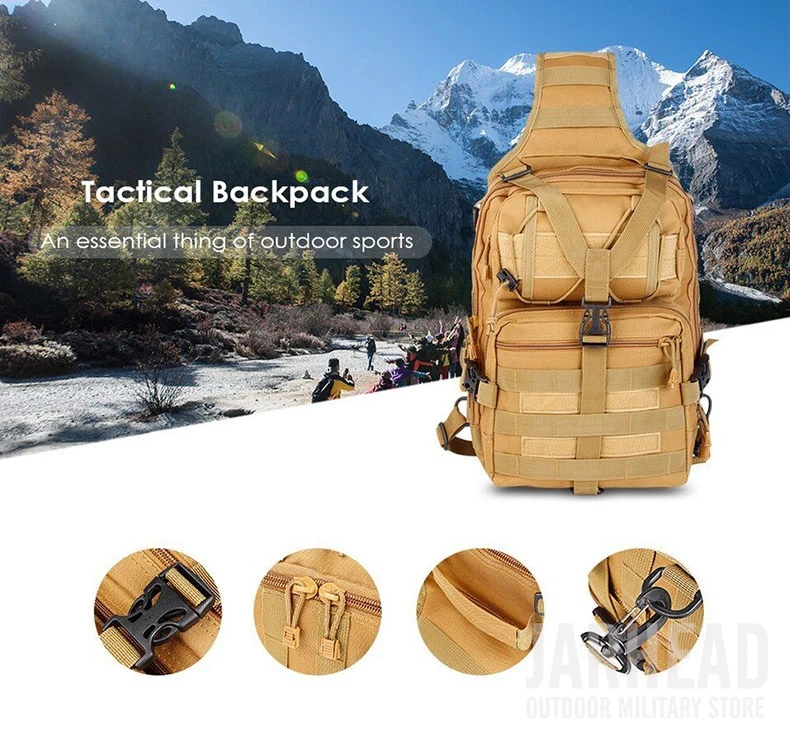 Mochila táctica Sling con correa ajustable y compartimentos