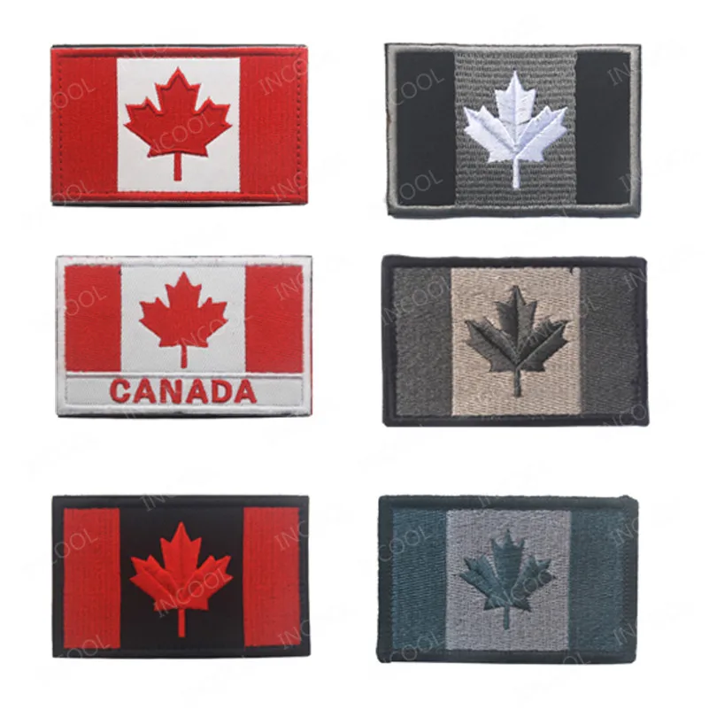 Parche bordado Canadá hoja arce – Aplique goma para chaqueta o mochila