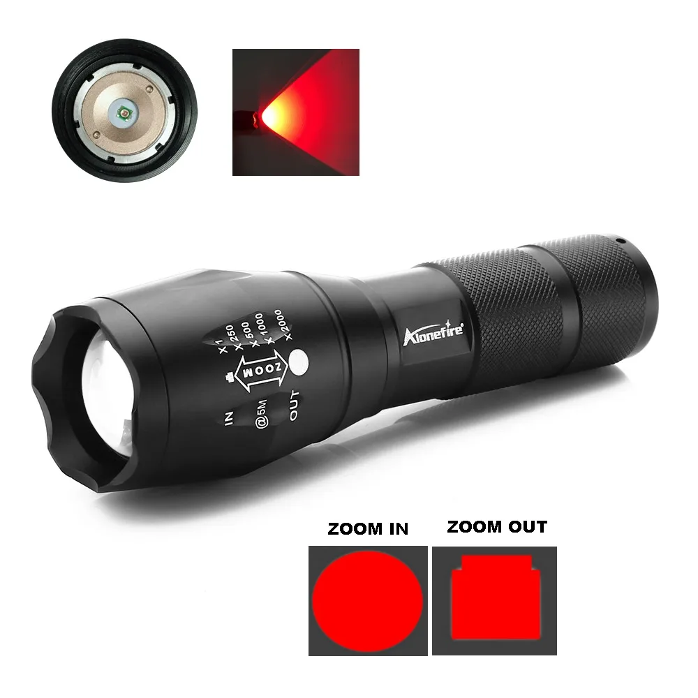 Linterna táctica LED roja zoom – Caza, senderismo y trabajo - imagen 5