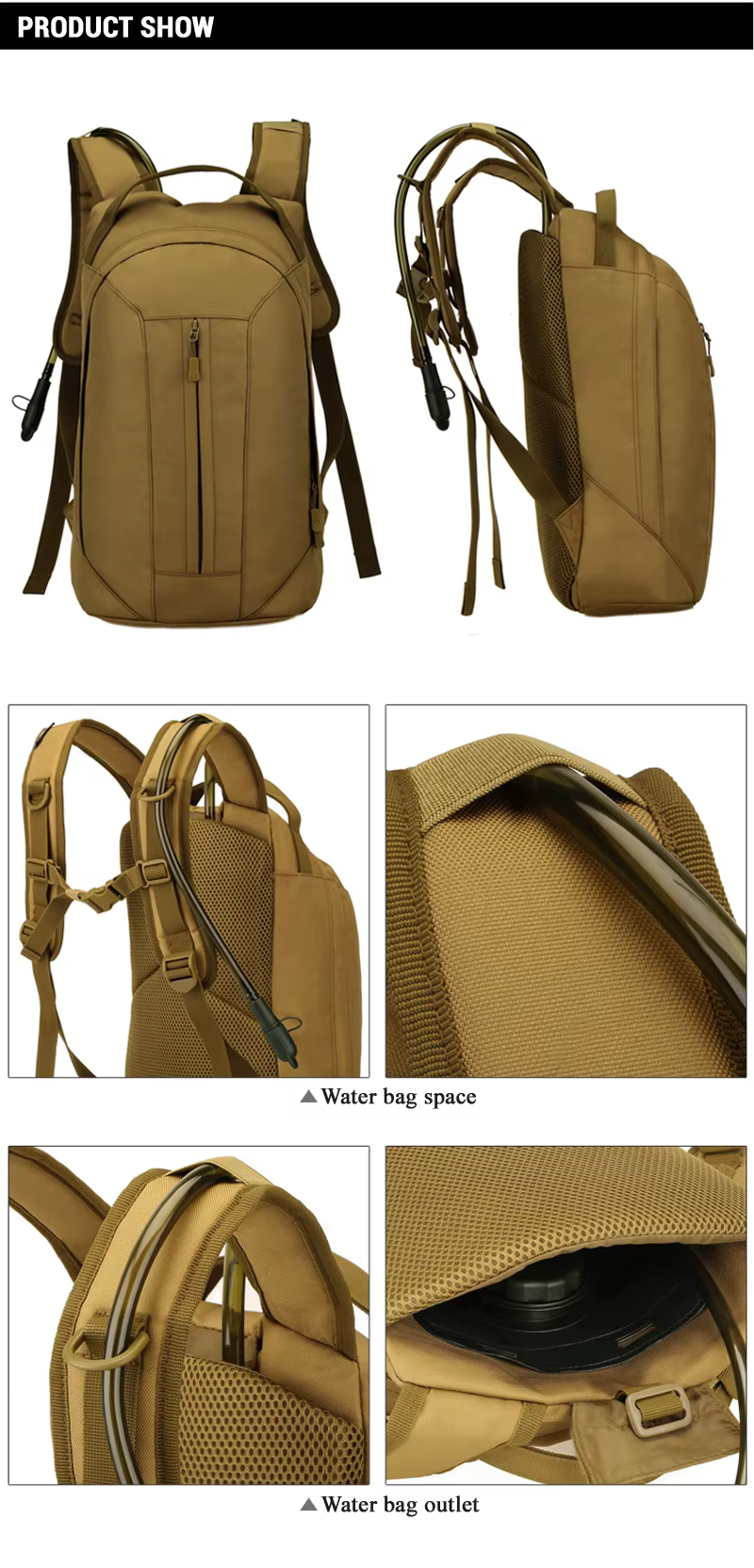 Detalles de los anclajes MOLLE frontales