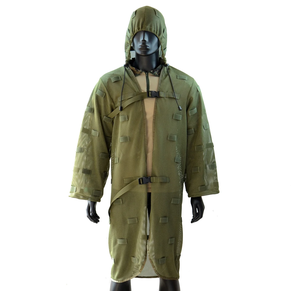 ROCOTACTICAL Chaleco Ghillie verde militar – Nylon táctico con capucha - imagen 3