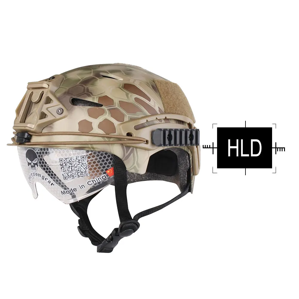 Vista lateral del casco con sistema de ventilación