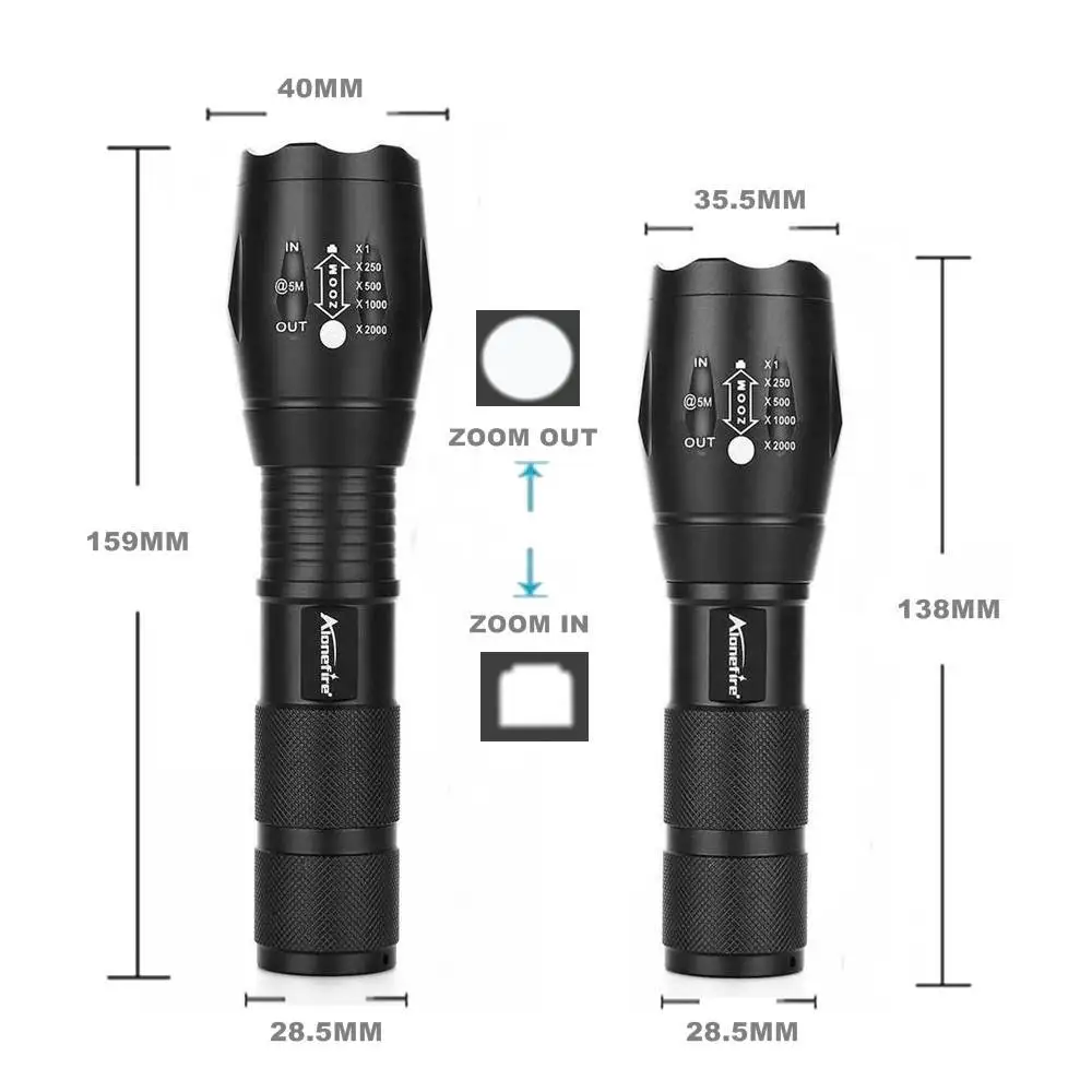 Linterna táctica LED roja zoom – Caza, senderismo y trabajo - imagen 2