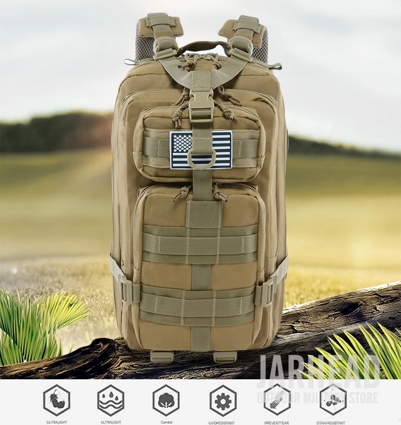 Vista de la mochila táctica en modo de uso