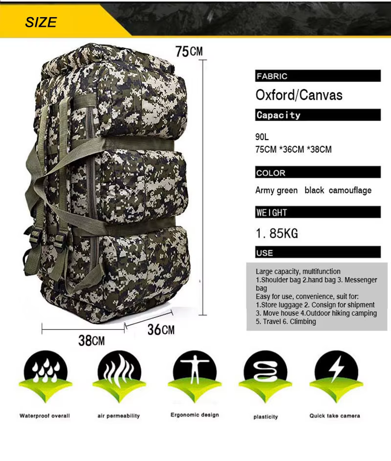Mochila táctica vista frontal con correas MOLLE