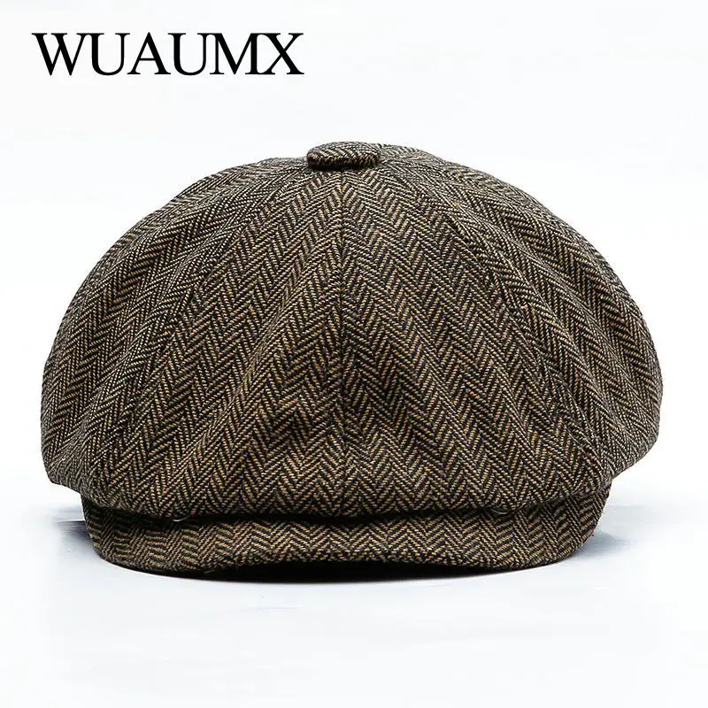 Wuaumx Gorra newsboy tweed octogonal estilo detective térmica - imagen 5