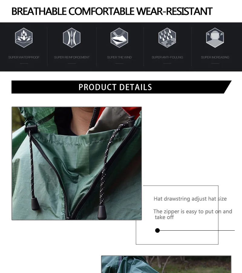 Persona con el poncho impermeable en un sendero