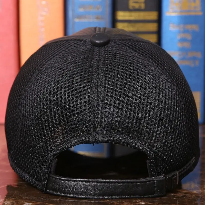 Gorra snapback de cuero auténtico con malla transpirable urbana - imagen 3