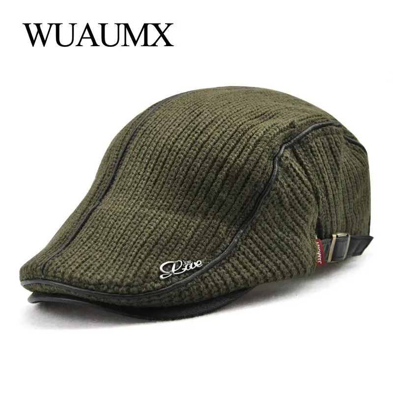 Boina militar de lana punto crochet con hebilla y visera - imagen 4