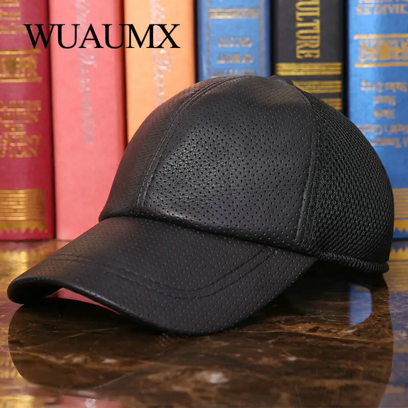 Gorra snapback de cuero auténtico con malla transpirable urbana - imagen 5