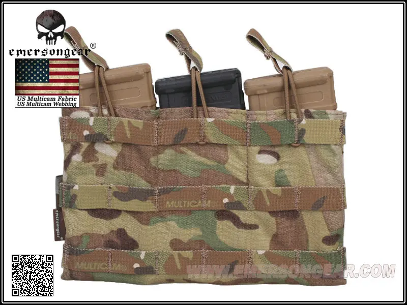 Vista frontal de la bolsa triple Emersongear para cargadores 5.56