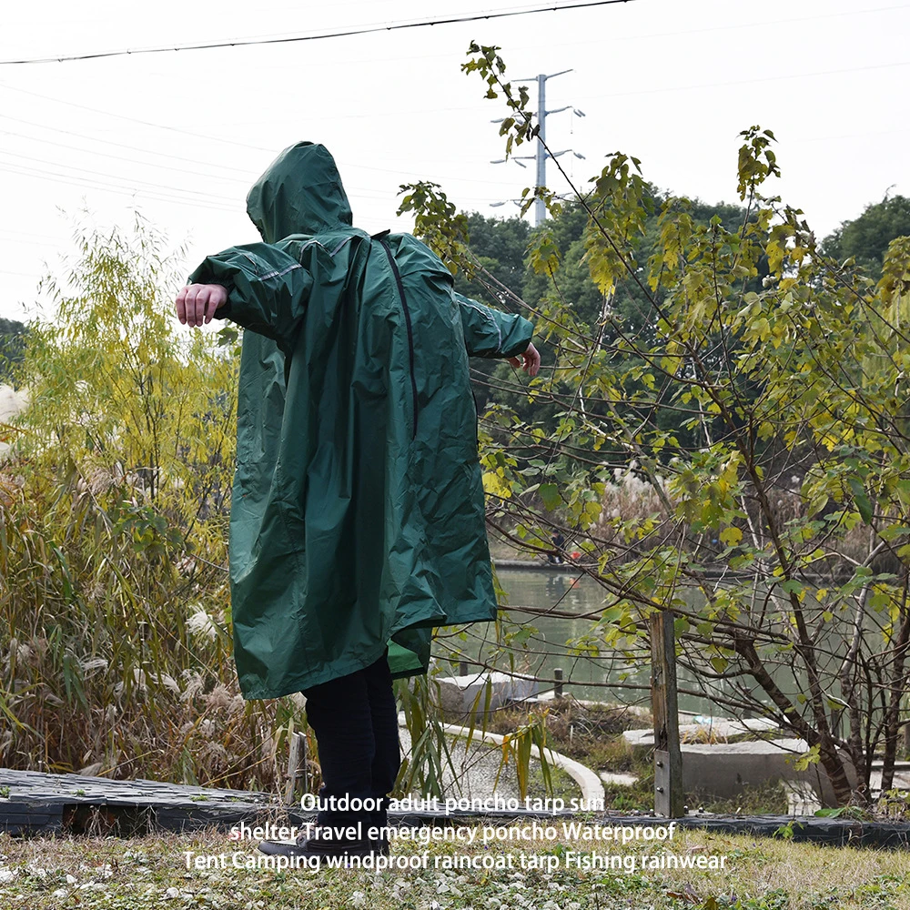 Poncho impermeable ultraligero de silicona para senderismo y pesca - imagen 5