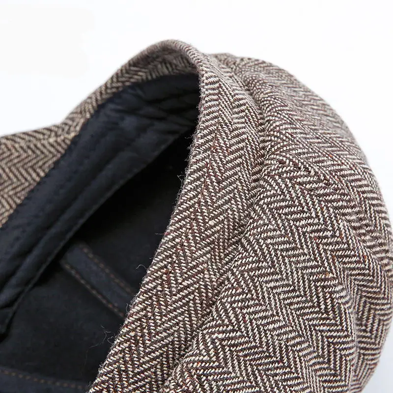Wuaumx Gorra newsboy tweed octogonal estilo detective térmica - imagen 4