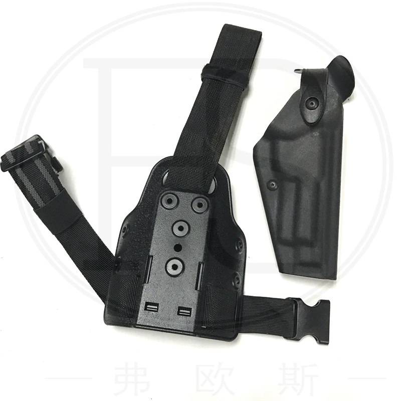 Funda táctica piel negra para pistola de aire, pierna y muslo - imagen 4