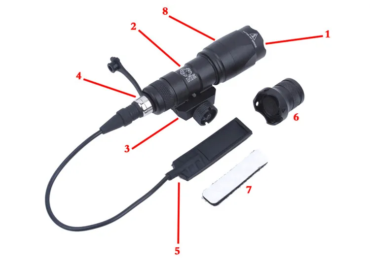 Linterna montada en rifle táctico