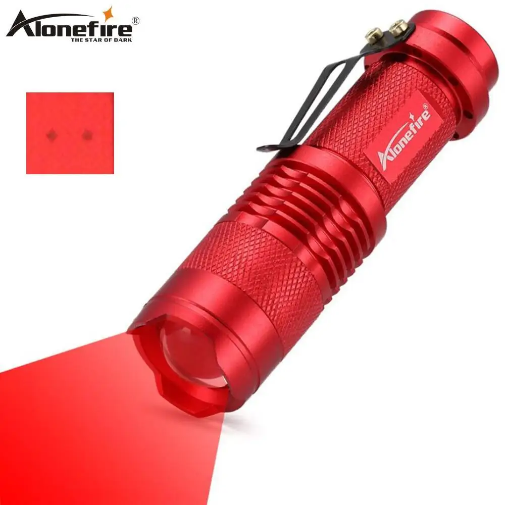 Linterna zoom luz roja mini para astronomía caza y pesca AA