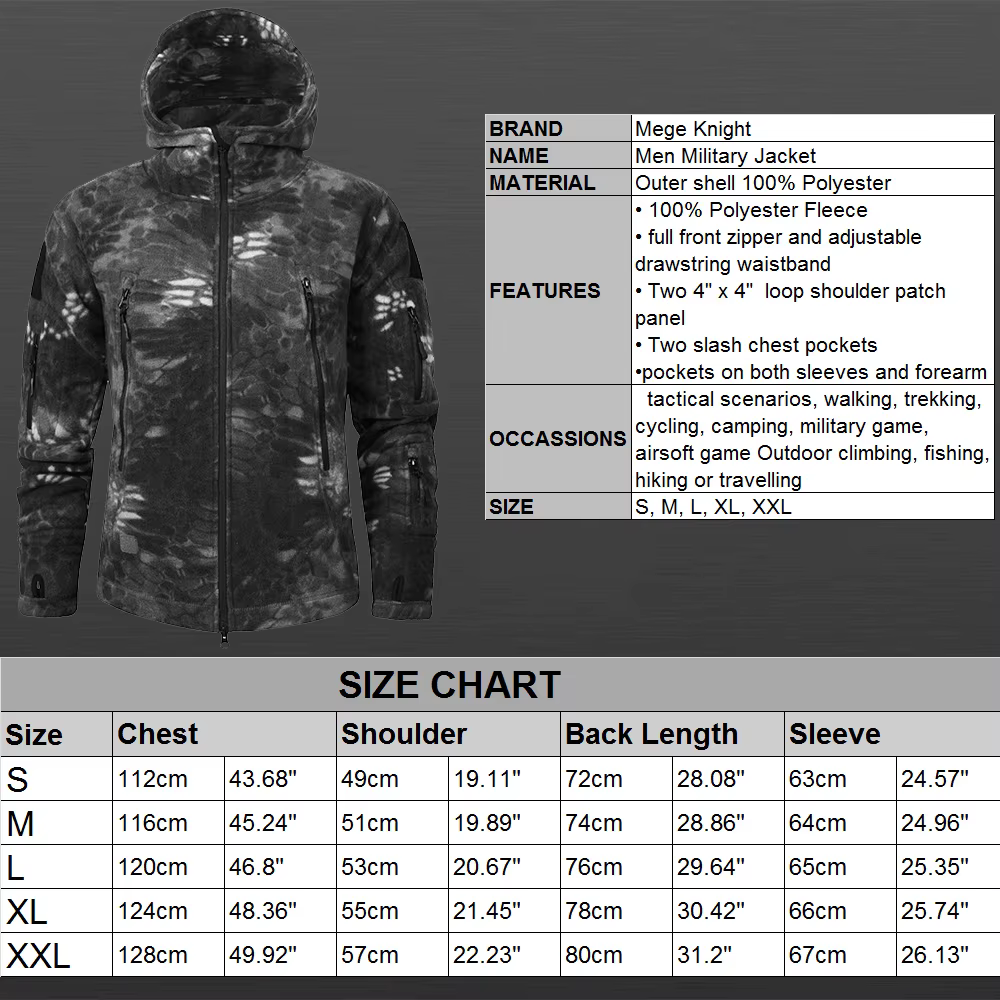Polar táctico militar con capucha – Camuflaje verde para hombre - imagen 4