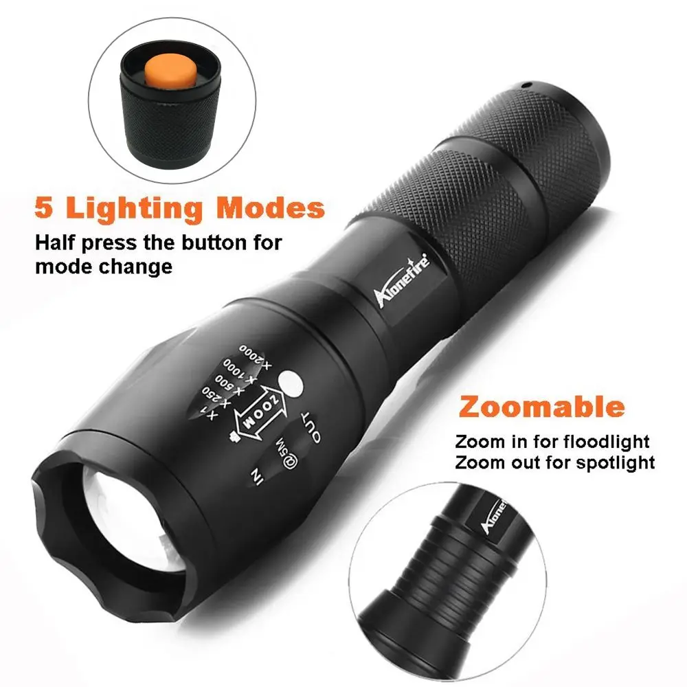 Linterna táctica LED con zoom y alta potencia para exterior - imagen 5