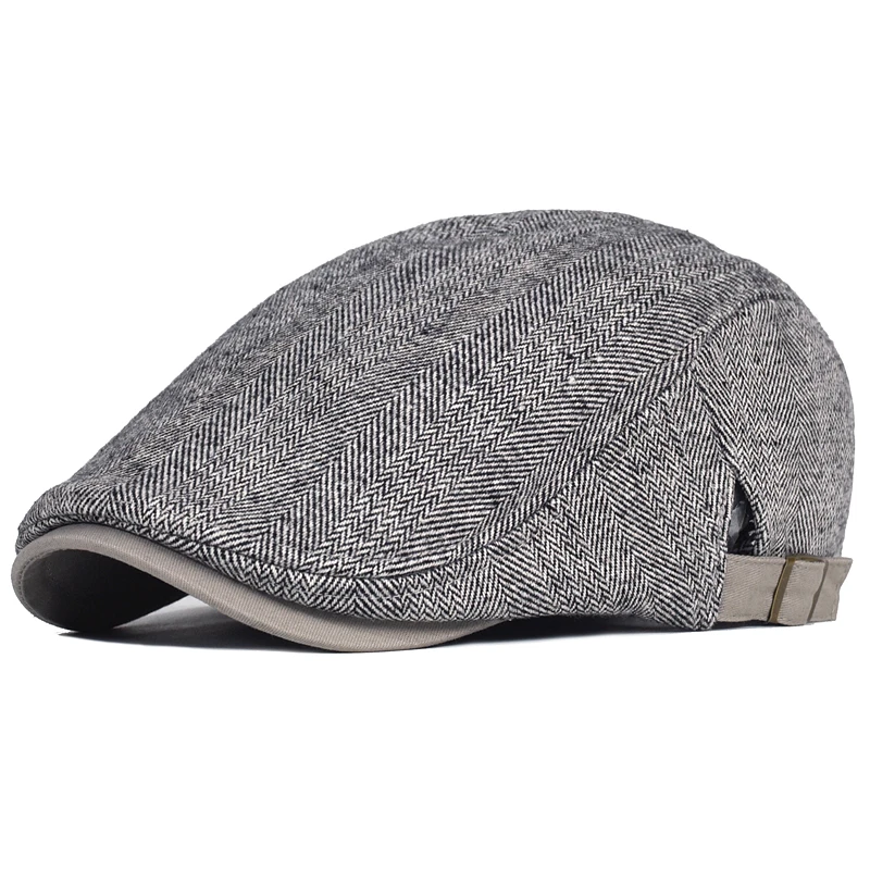 Gorra outdoor de lana gruesa Gatsby vintage a rayas espiga