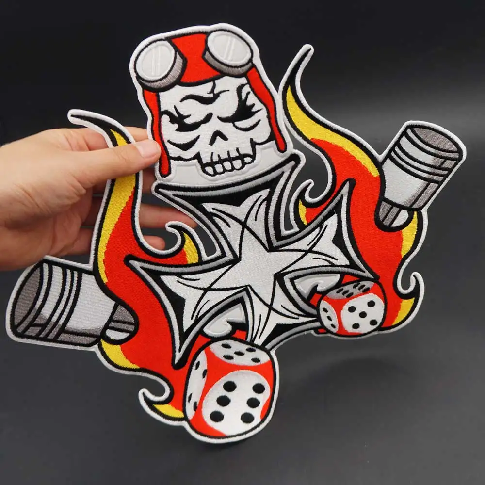 Parche bordado punk biker XL – para coser o planchar