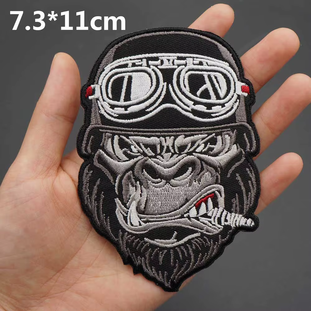 Parche bordado de lobo con estilo punk para chaqueta de motociclista