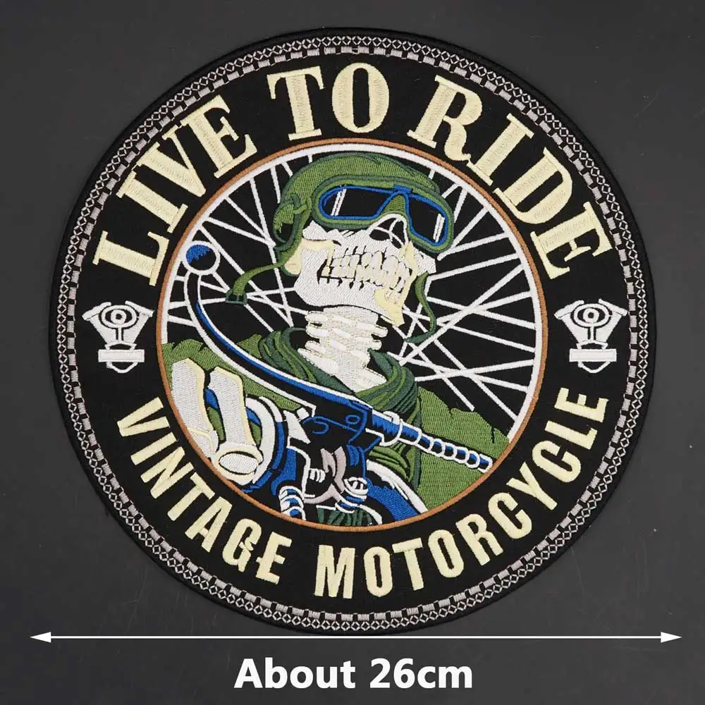 Live to Ride Parche bordado táctico para motociclistas profesionales