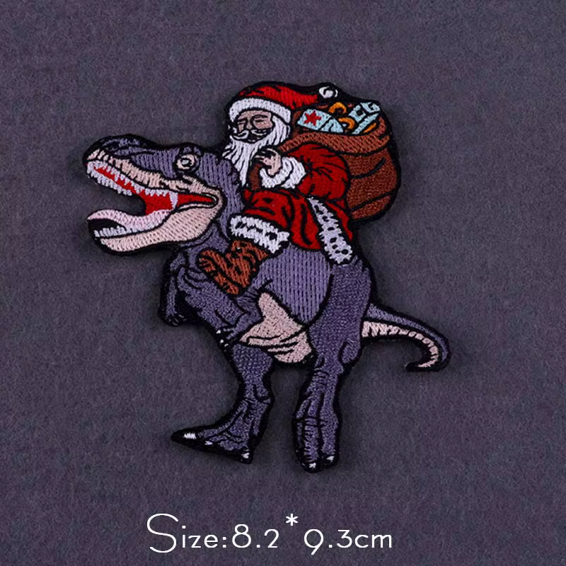 Parche Papá Noel con dinosaurios