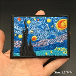 Parches bordados para ropa - Van Gogh Noche Estrellada y montaña