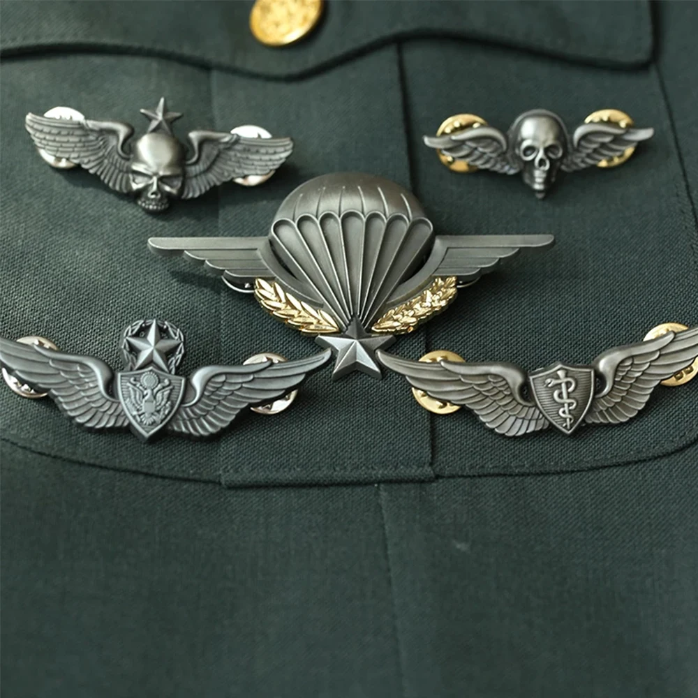 Insignia de aviador maestro con alas de metal, Ejército EE. UU. WWII - imagen 2