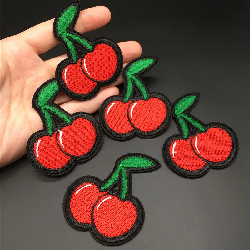 Parche bordado cerezas para planchar – apliques ropa 4,8×5,2 cm - imagen 2