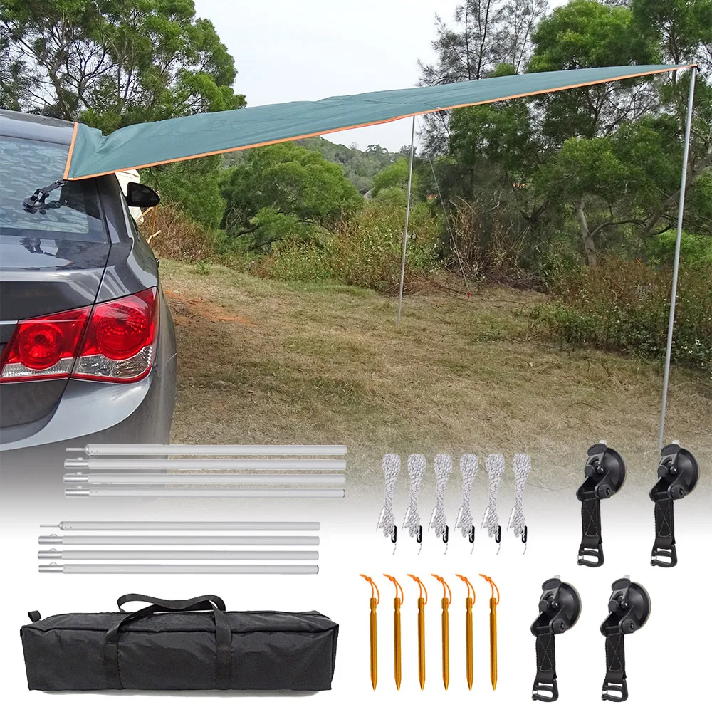 Toldo extendido junto a vehículo
