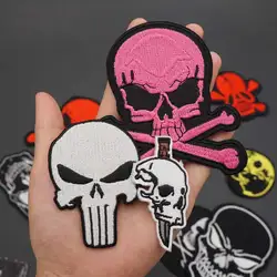 Parche bordado calavera motorista estilo Punk Rock para ropa