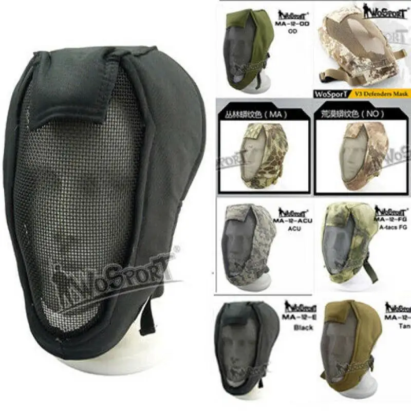Protector facial táctico de malla metálica para caza y deportes - imagen 3