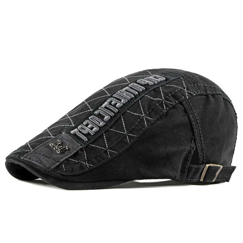 Gorra plana de algodón bordada en espiga estilo retro