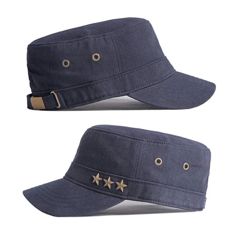 Gorra táctica de algodón negra visera plana con estrella cinco puntas - imagen 3