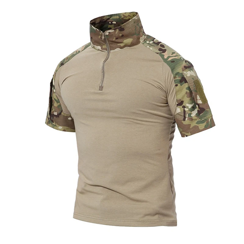 Vista frontal de la camiseta de manga corta con cierre frontal