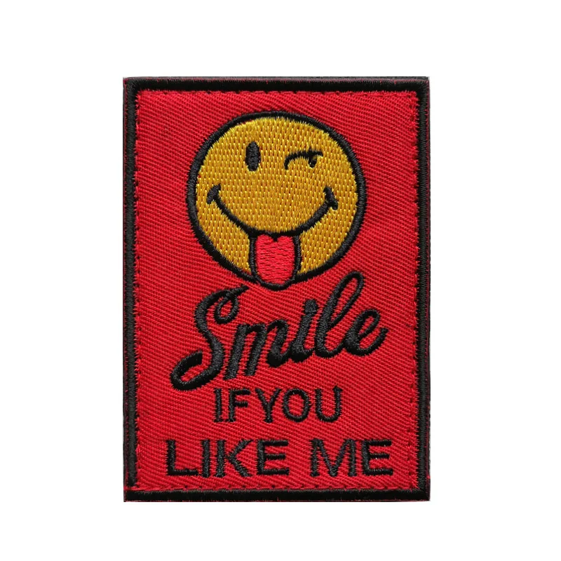 Rock Me Parche táctico cara sonriente bordado 3D para mochila - imagen 3
