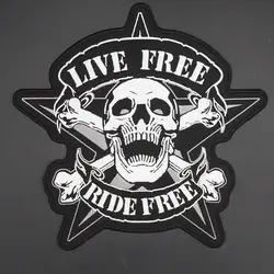 Parche bordado calavera grande para chaqueta trasera motociclista