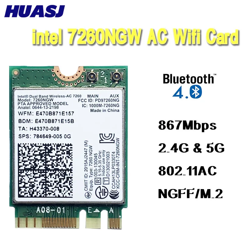 Intel 7260NGW Tarjeta WiFi M.2 Dual Band 802.11ac Bluetooth para PC