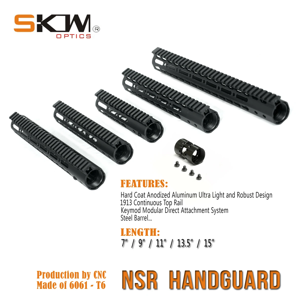 SKWGEAR M-LOK Keymod protector de mano flotante AR15 Picatinny