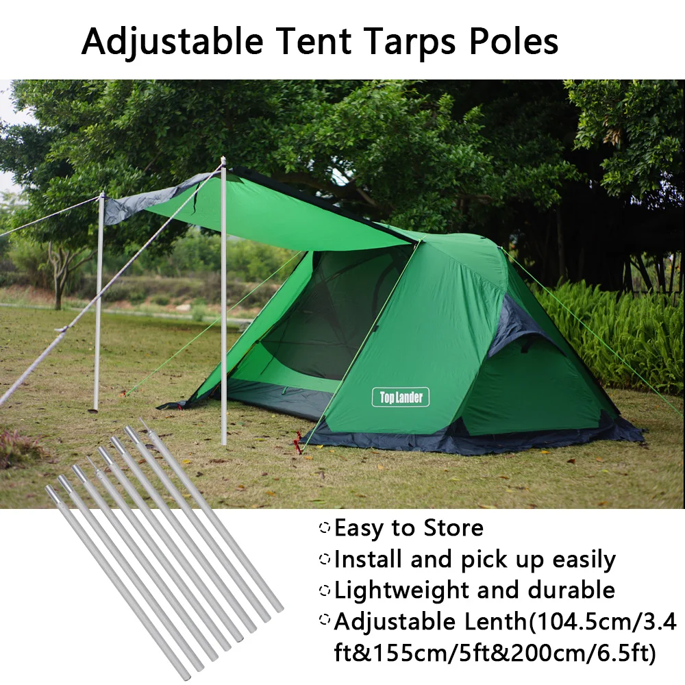 Toldo de lona ajustable con postes de aluminio y soporte camping - imagen 2