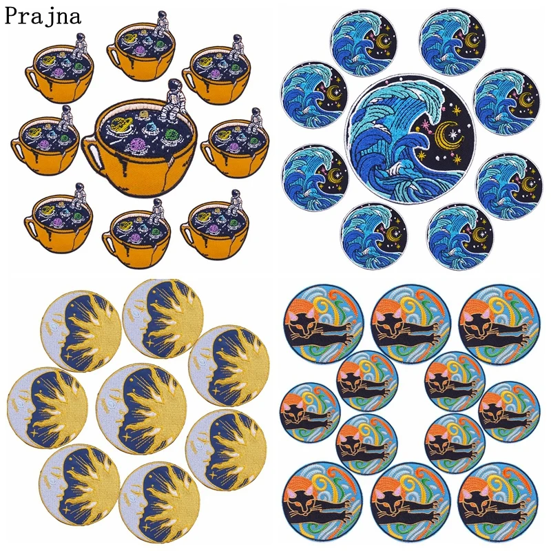Set 10 parches bordados Van Gogh Waves – Para planchar en ropa - imagen 4