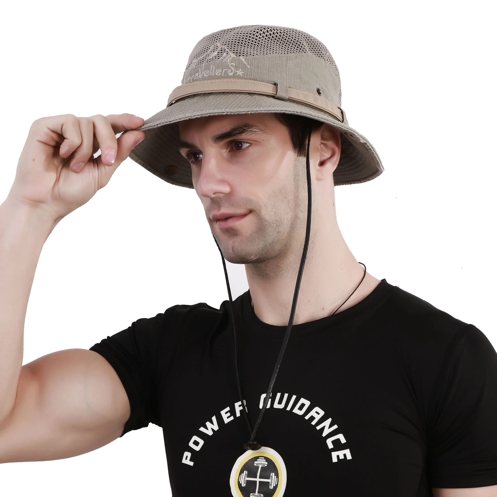 Sombrero boonie de malla transpirable con ala ancha